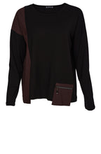 Choko and Black Zip Pocket Jersey Top