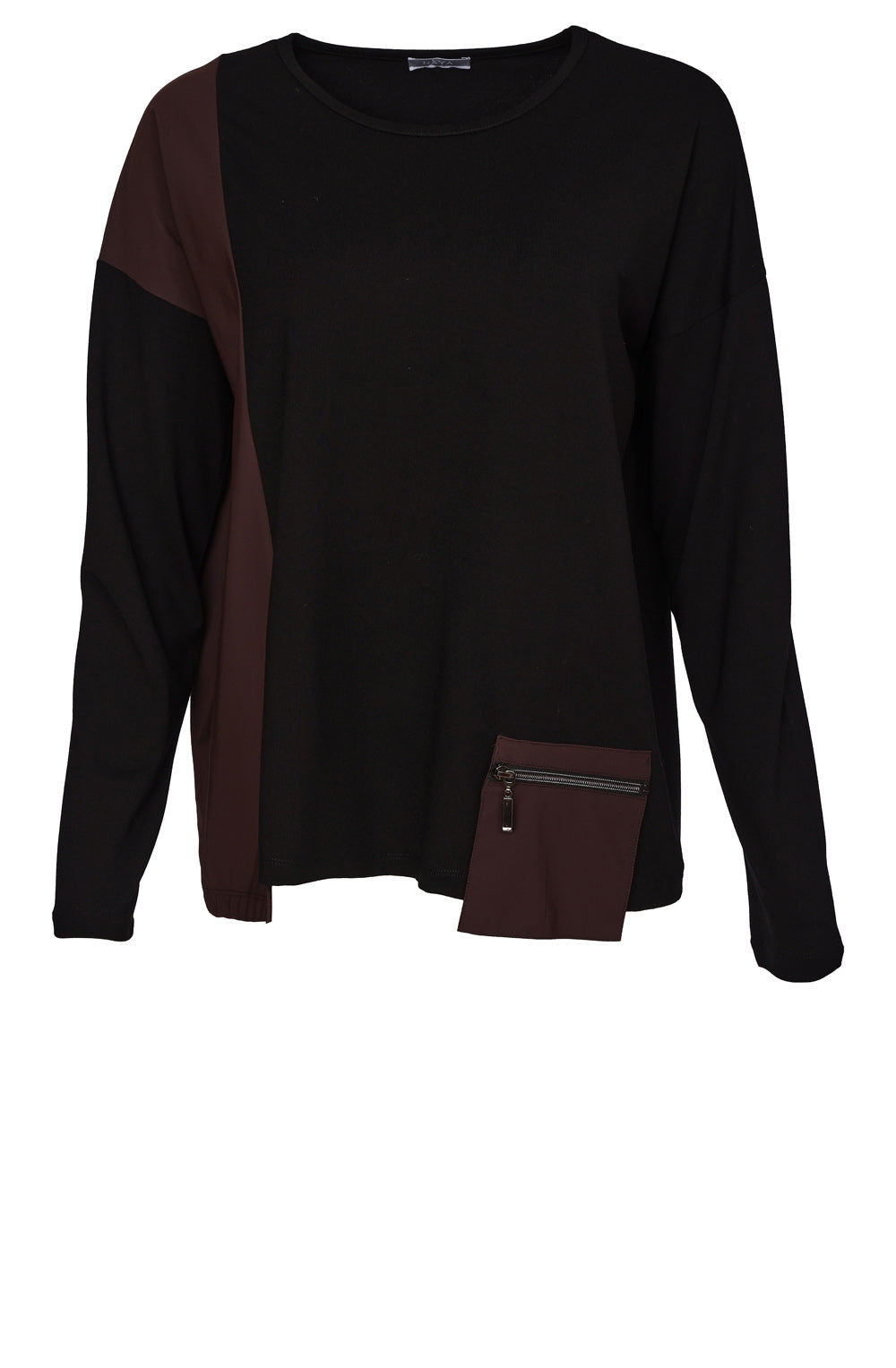 Choko and Black Zip Pocket Jersey Top