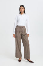 Sepia Check High Waist Wide Leg Trousers