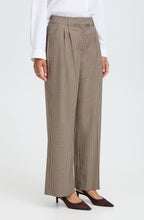 Sepia Check High Waist Wide Leg Trousers