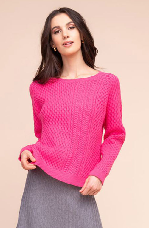 Fuchsia Textured Cable Knit Jumper