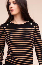 Camel and Black Gold Shoulder Buttons Jumper
