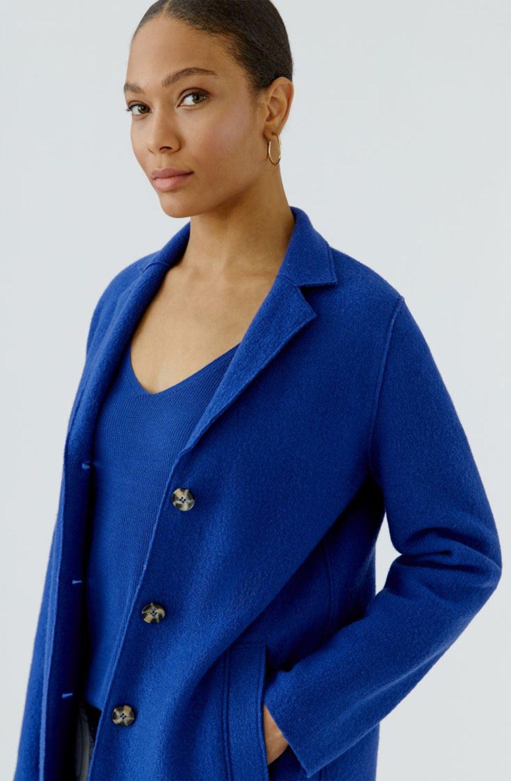 Royal Blue Boiled Wool Coat