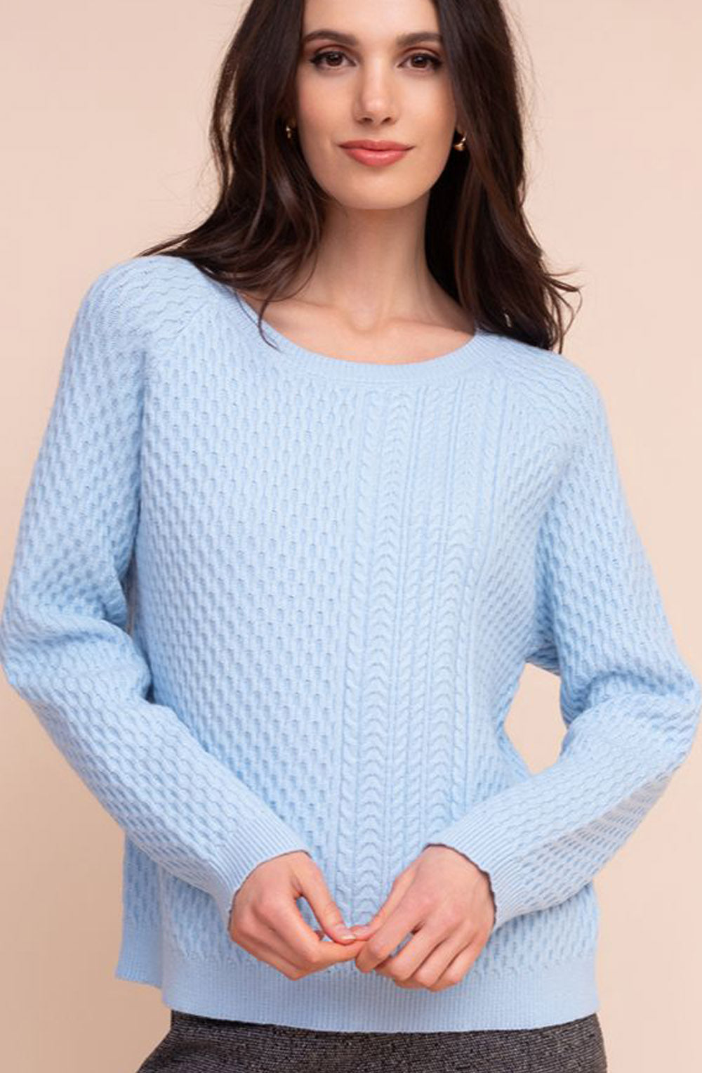 Ice Blue Textured Cable Knit Jumper