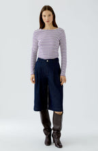 Off White and Dark Red Maroon Striped Top