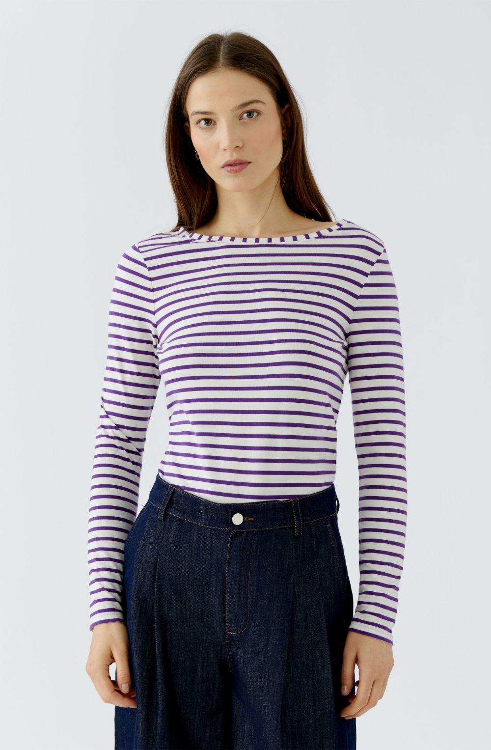 Off White and Dark Red Maroon Striped Top