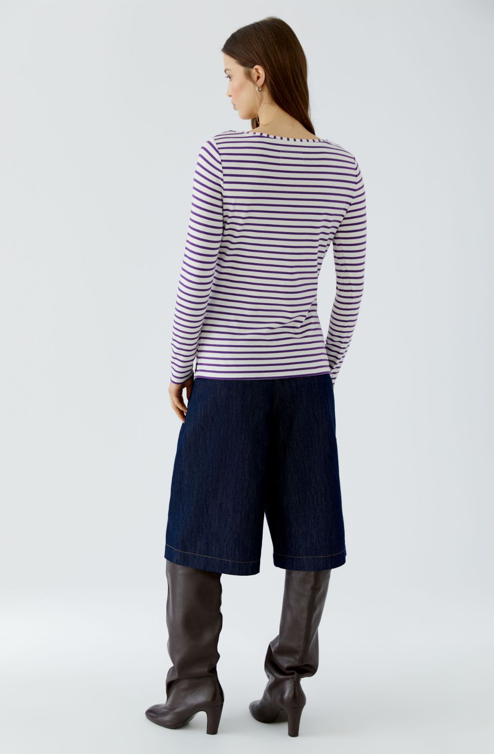 Off White and Dark Red Maroon Striped Top