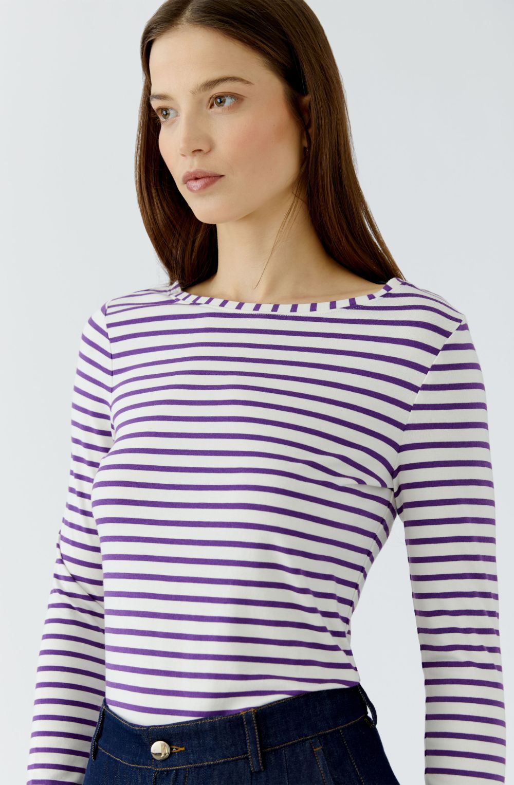 Off White and Dark Red Maroon Striped Top