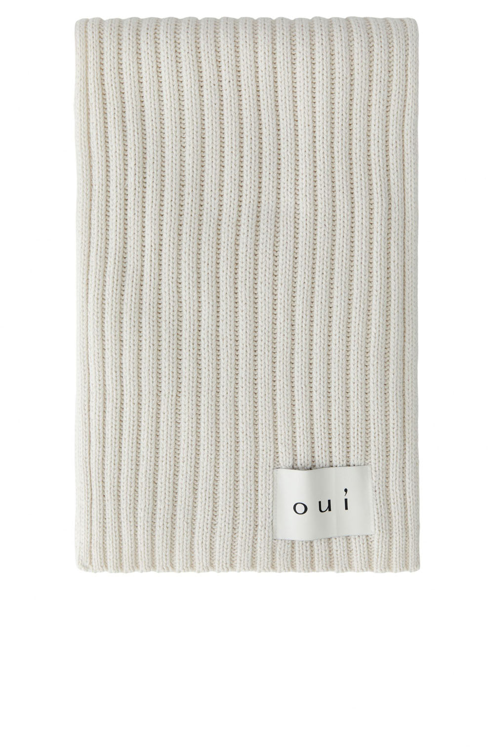 Off White Chunky Ribbed Knit Scarf