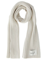 Off White Chunky Ribbed Knit Scarf