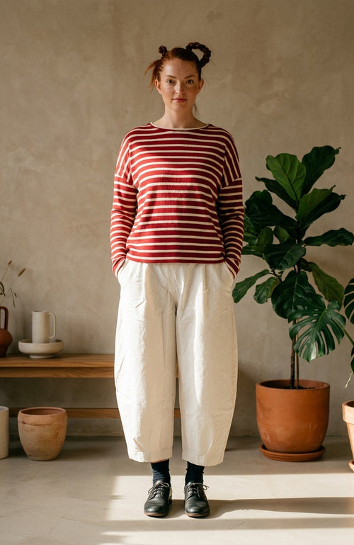 Scuro Red Stripe Staggered Hem Alison Jumper