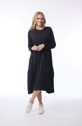 Black Seam Design Jersey Bubble Dress