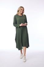 Military Green Seam Design Jersey Bubble Dress