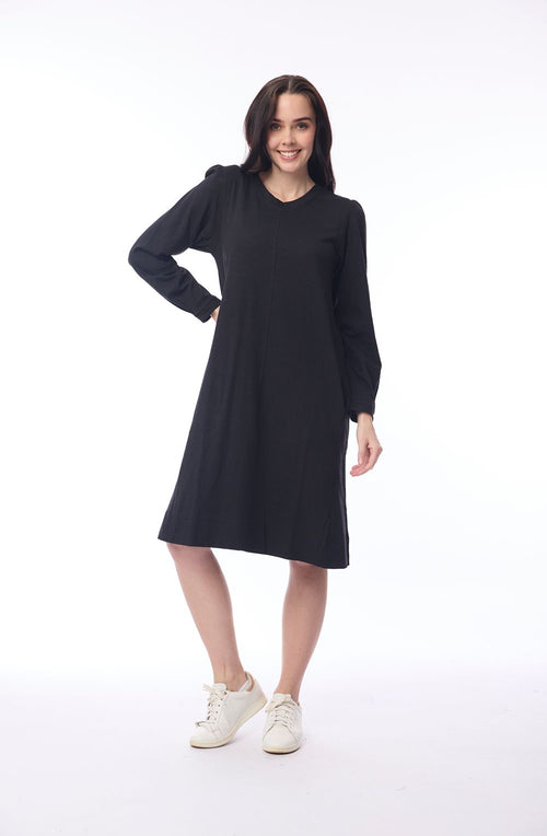Black Cotton Jersey Shift Dress