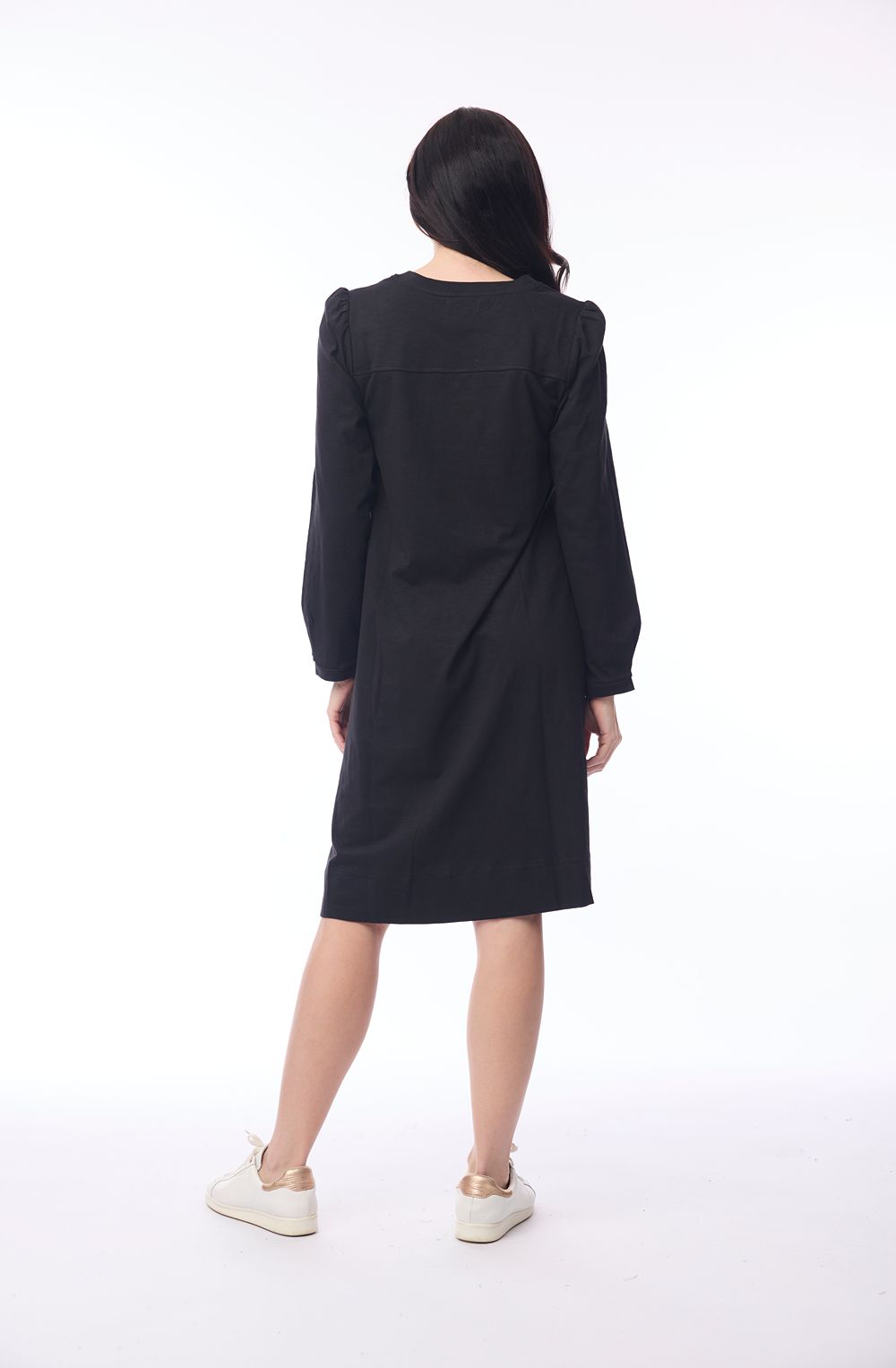 Black Cotton Jersey Shift Dress