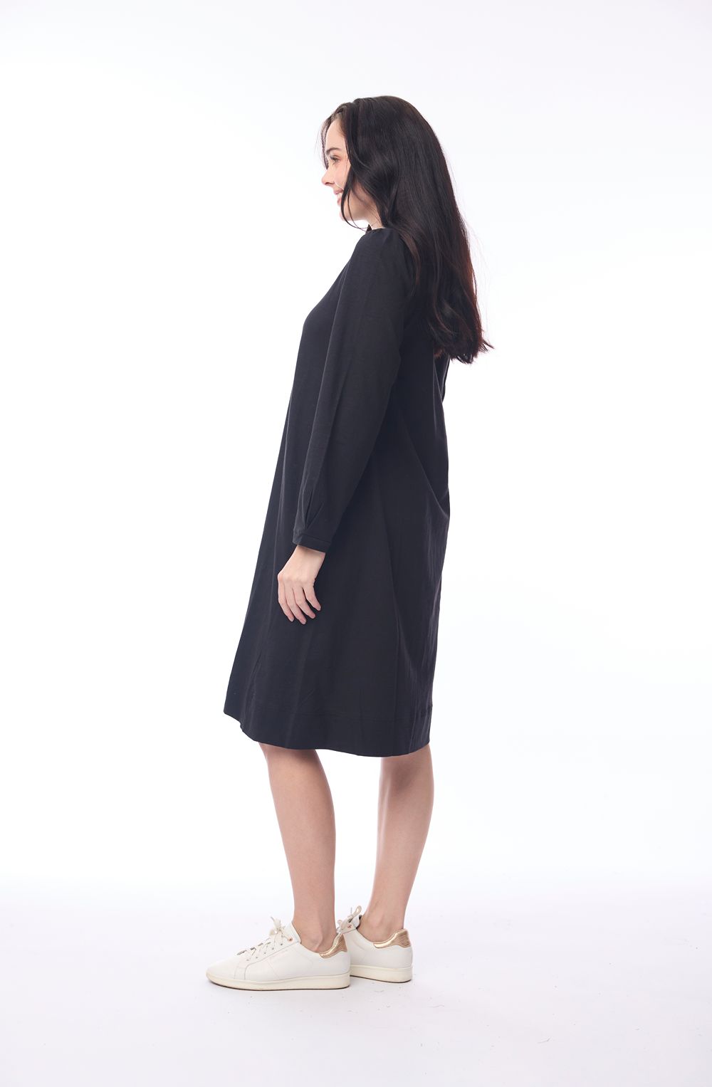 Black Cotton Jersey Shift Dress