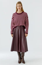 Dark Red Maroon Striped Knit Oversized Jumper