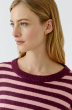 Dark Red Maroon Striped Knit Oversized Jumper