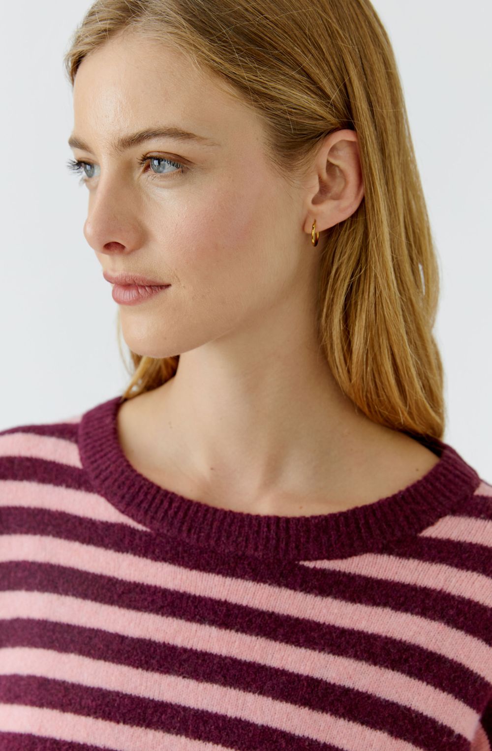 Dark Red Maroon Striped Knit Oversized Jumper