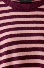 Dark Red Maroon Striped Knit Oversized Jumper