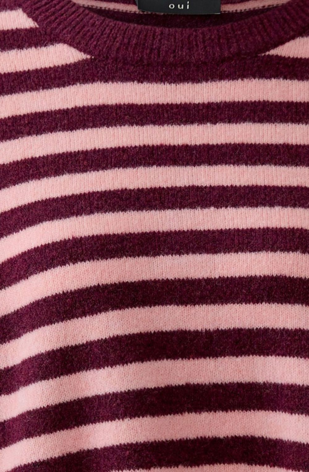 Dark Red Maroon Striped Knit Oversized Jumper