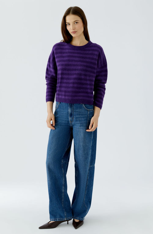 Violet Striped Knit Oversized Jumper