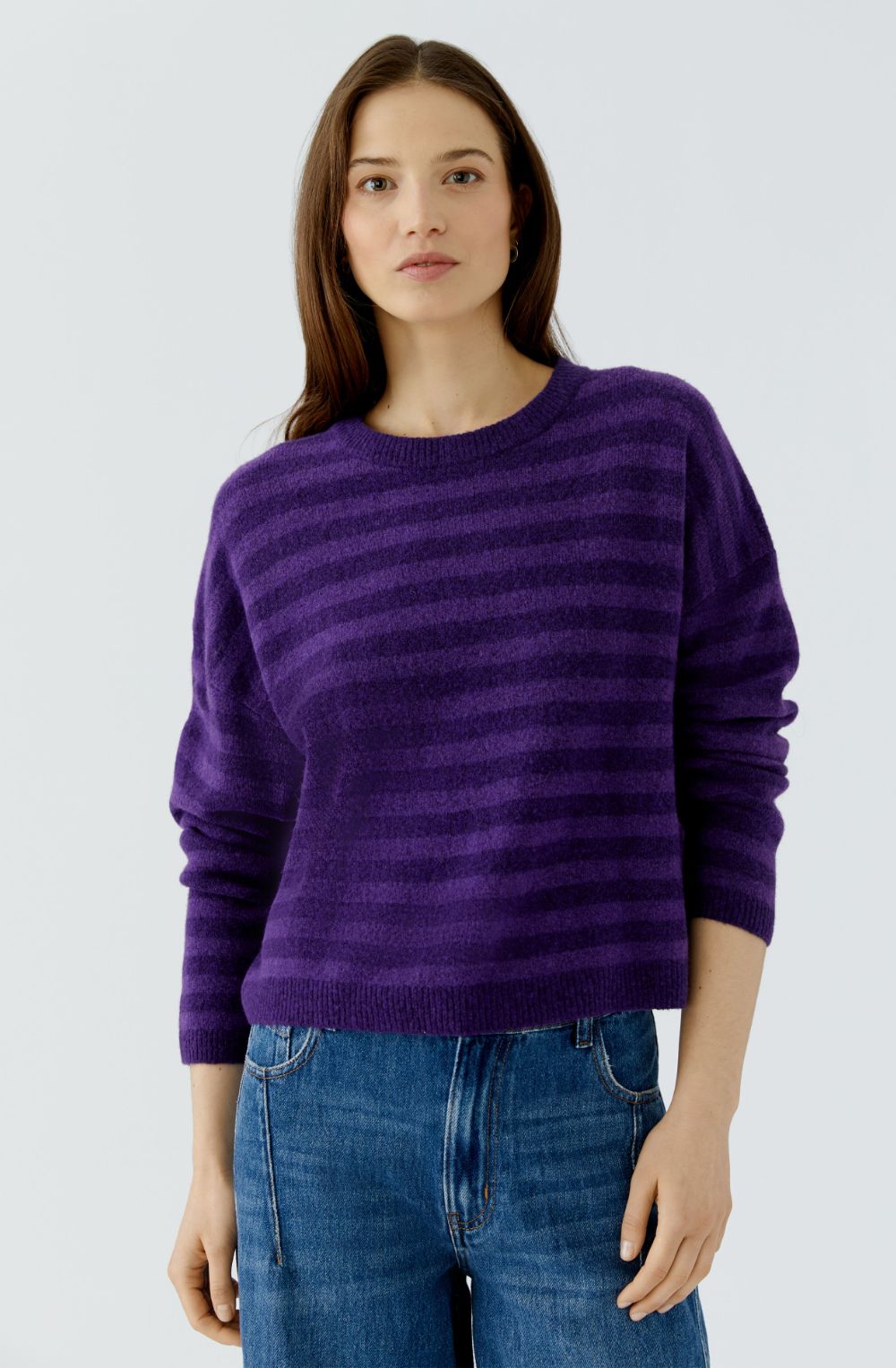 Violet Striped Knit Oversized Jumper