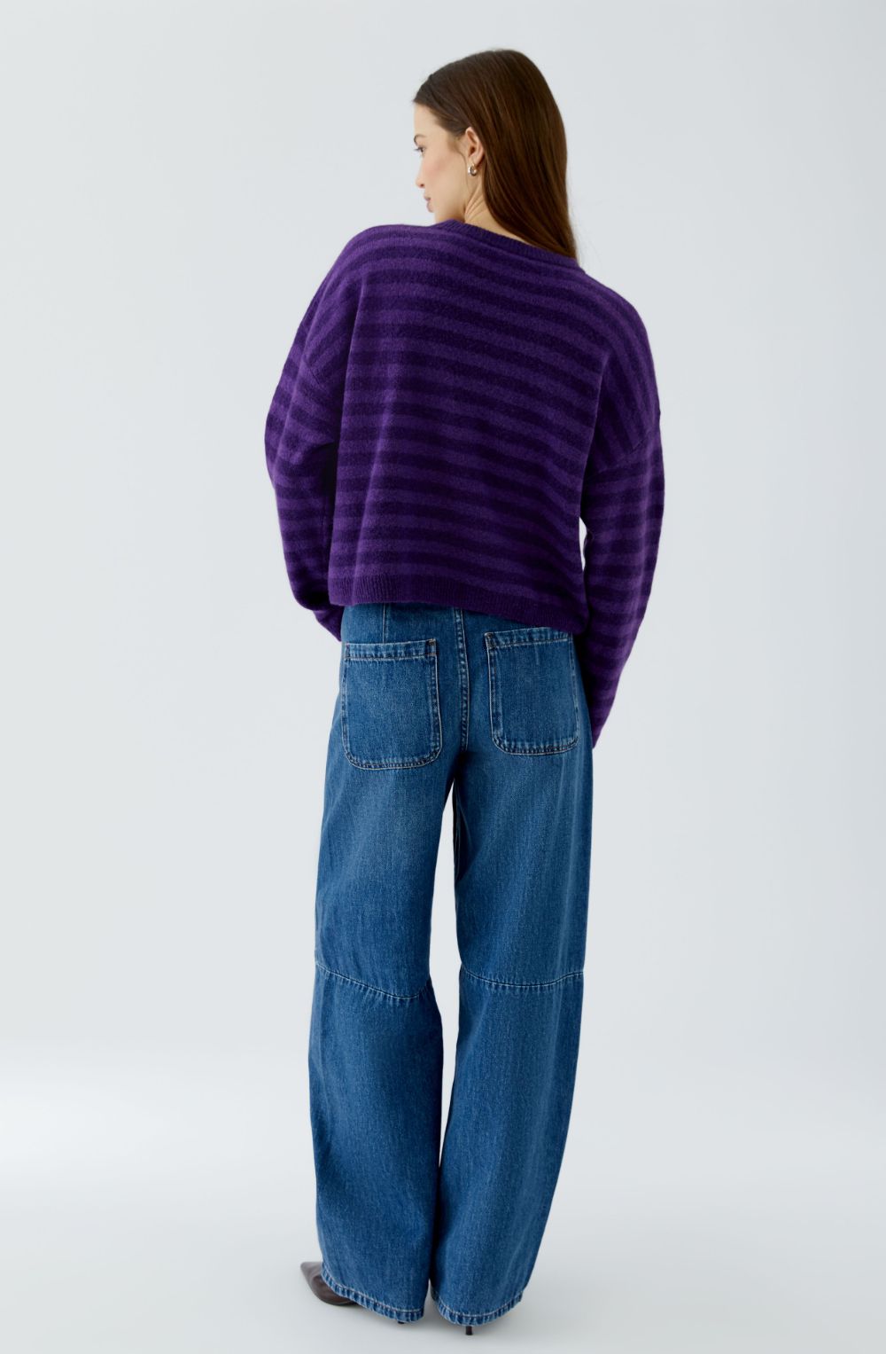 Violet Striped Knit Oversized Jumper