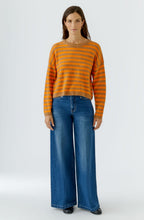 Camel and Orange Striped Knit Oversized Jumper