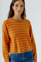 Camel and Orange Striped Knit Oversized Jumper