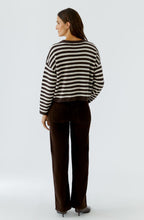 Dark Brown and White Striped Knit Oversized Jumper