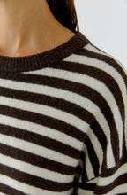 Dark Brown and White Striped Knit Oversized Jumper