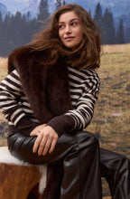 Dark Brown and White Striped Knit Oversized Jumper