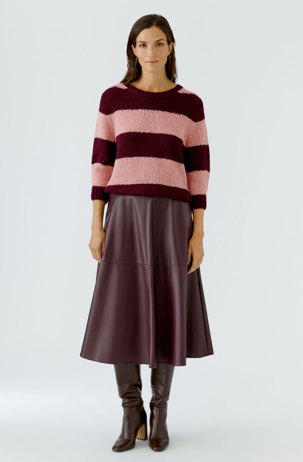 Dark Red Maroon and Pink Stripe Angel Yarn Jumper