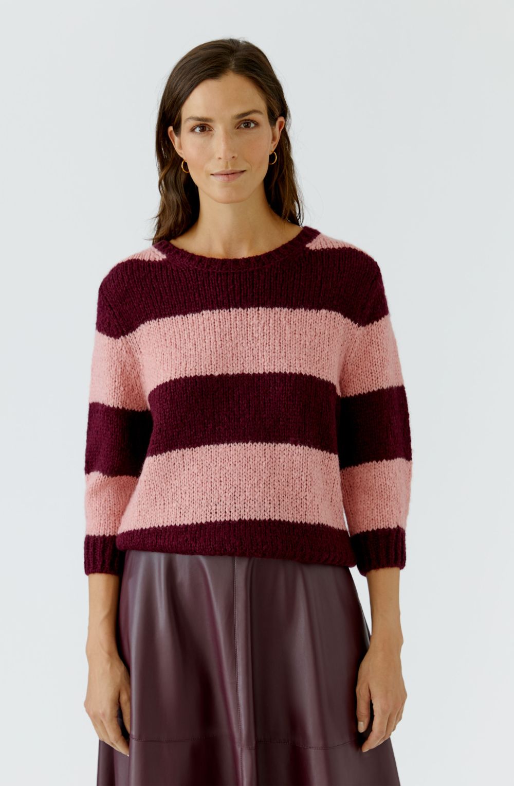 Dark Red Maroon and Pink Stripe Angel Yarn Jumper