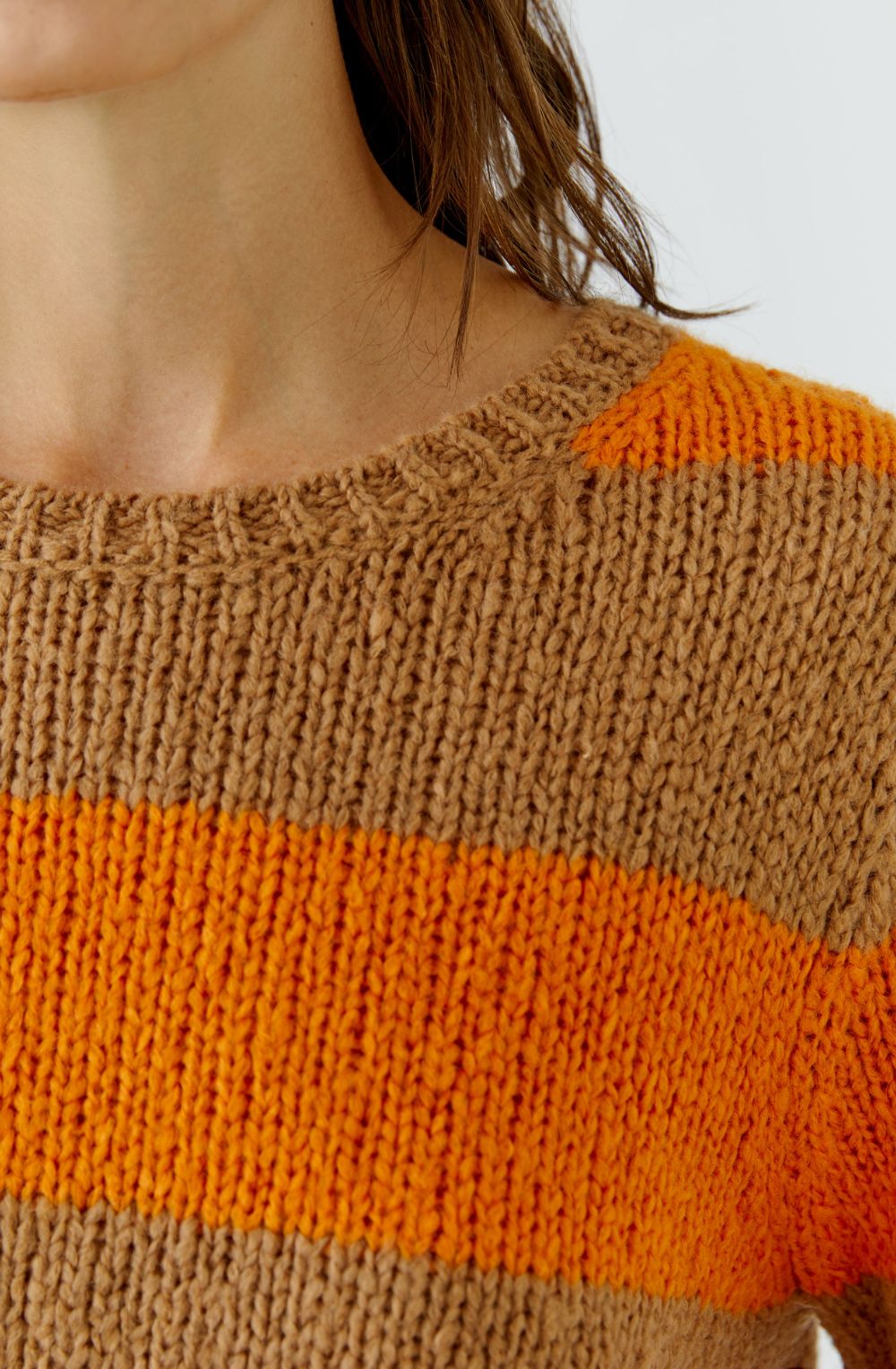 Camel and Orange Stripe Angel Yarn Jumper