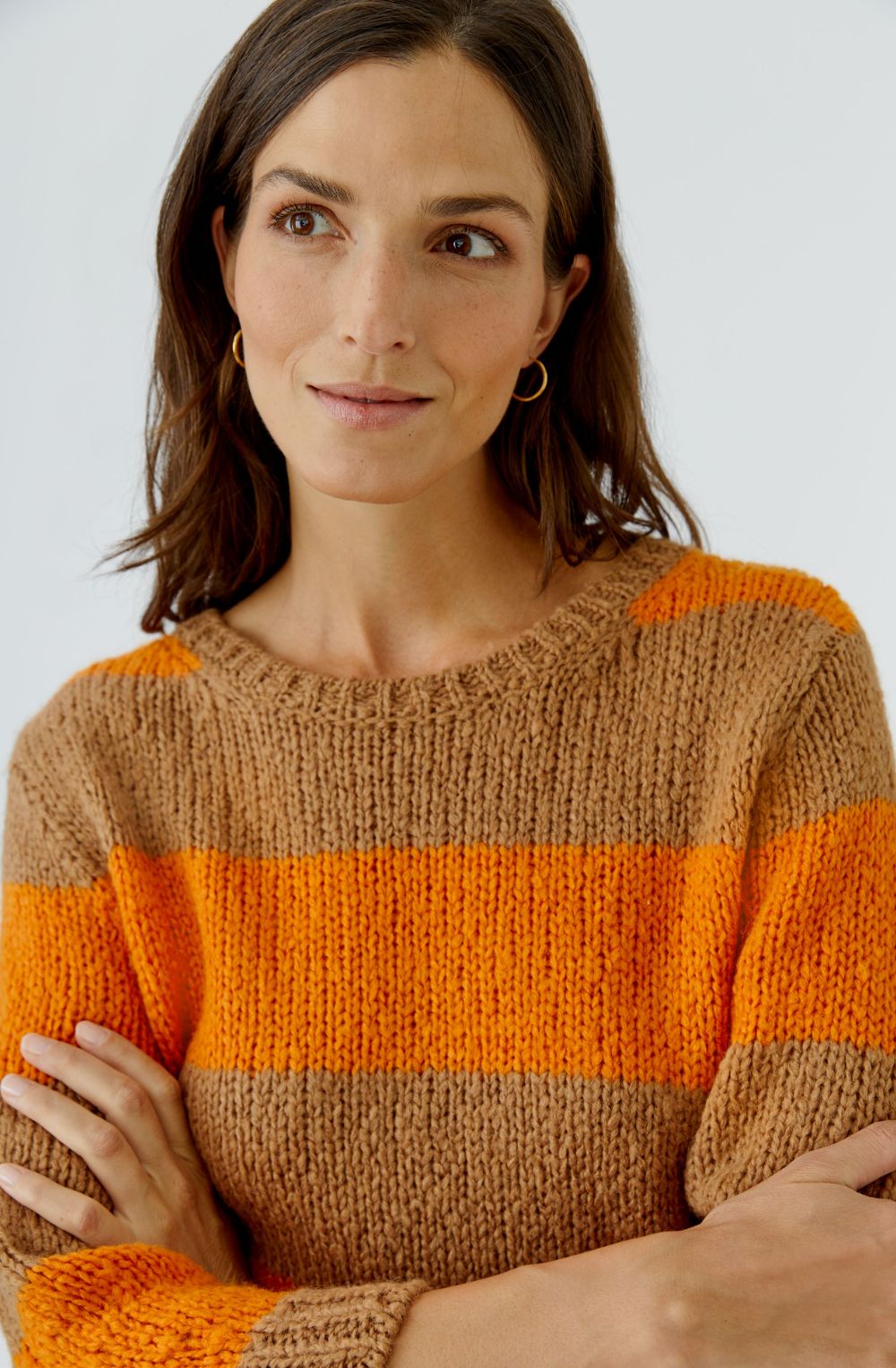 Camel and Orange Stripe Angel Yarn Jumper