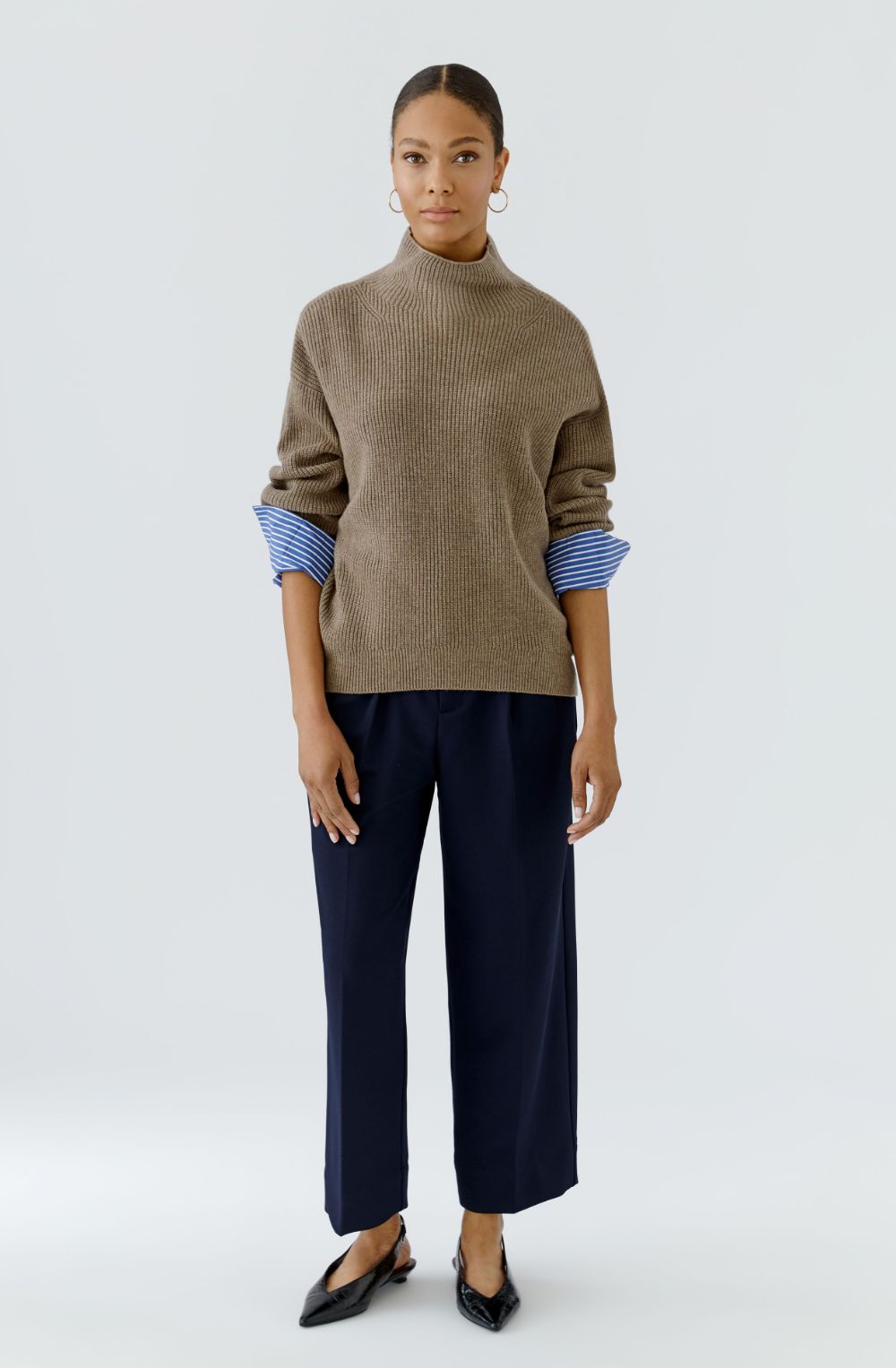 Dark Blue Pleat-Front Trousers