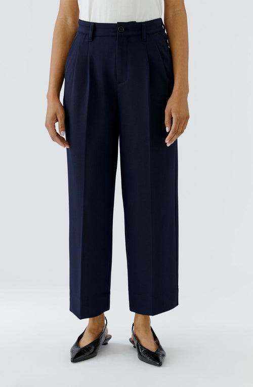 Dark Blue Pleat-Front Trousers