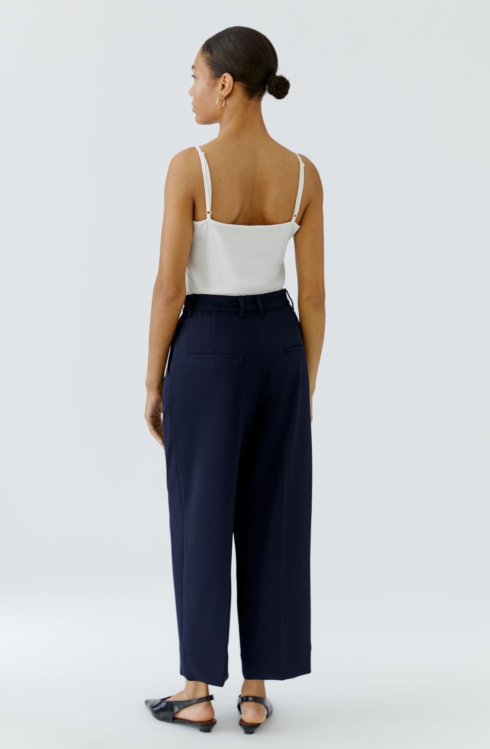 Dark Blue Pleat-Front Trousers