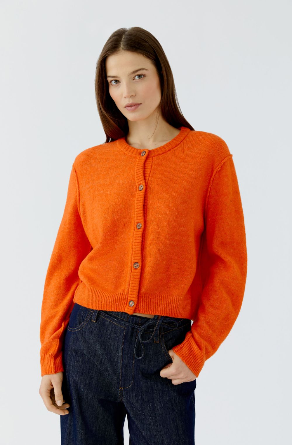 Orange Soft Fine Knit Cardigan