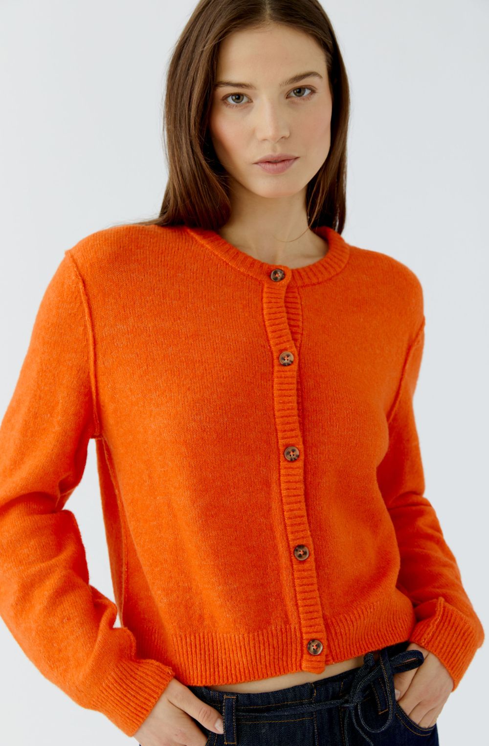 Orange Soft Fine Knit Cardigan