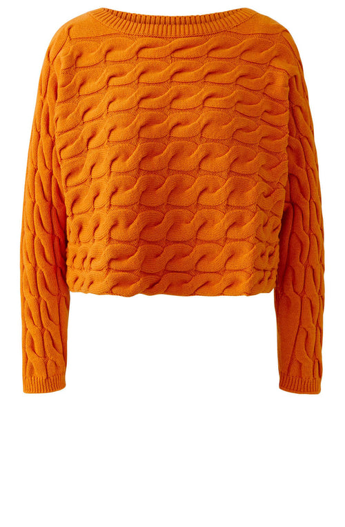 Orange Cable Knit Boxy Jumper