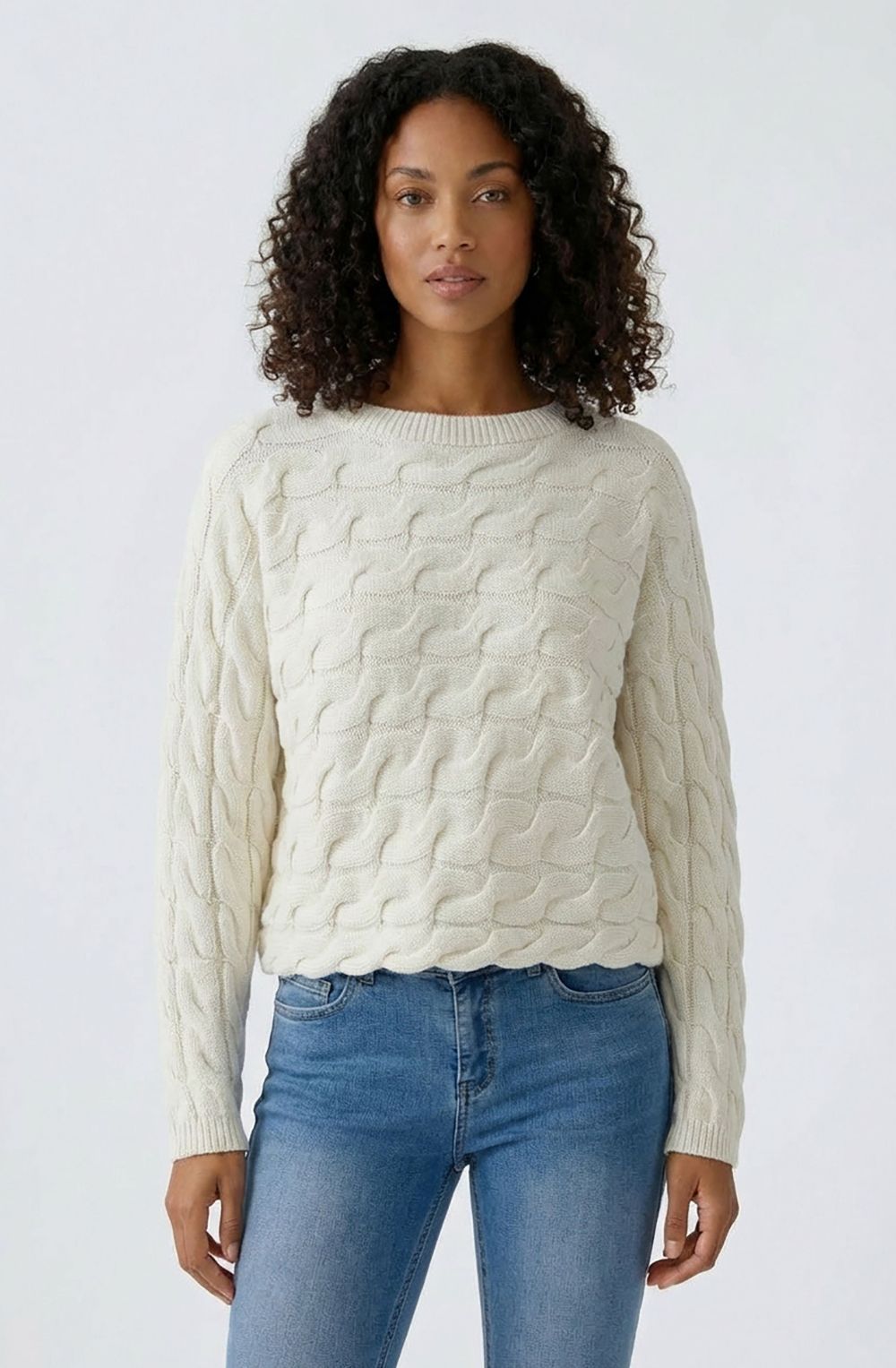 Off White Cable Knit Boxy Jumper