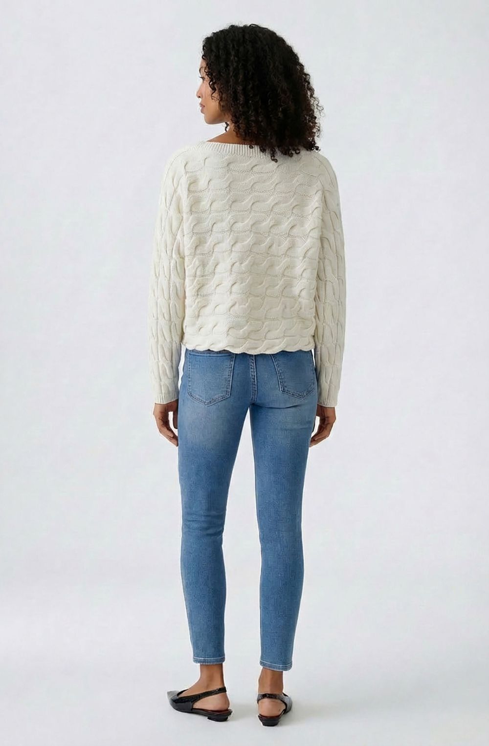 Off White Cable Knit Boxy Jumper