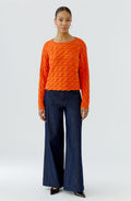 Orange Cable Knit Boxy Jumper