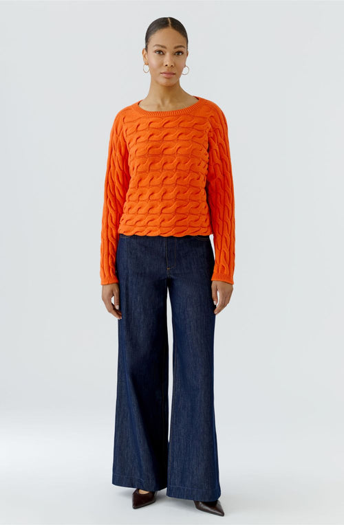 Orange Cable Knit Boxy Jumper