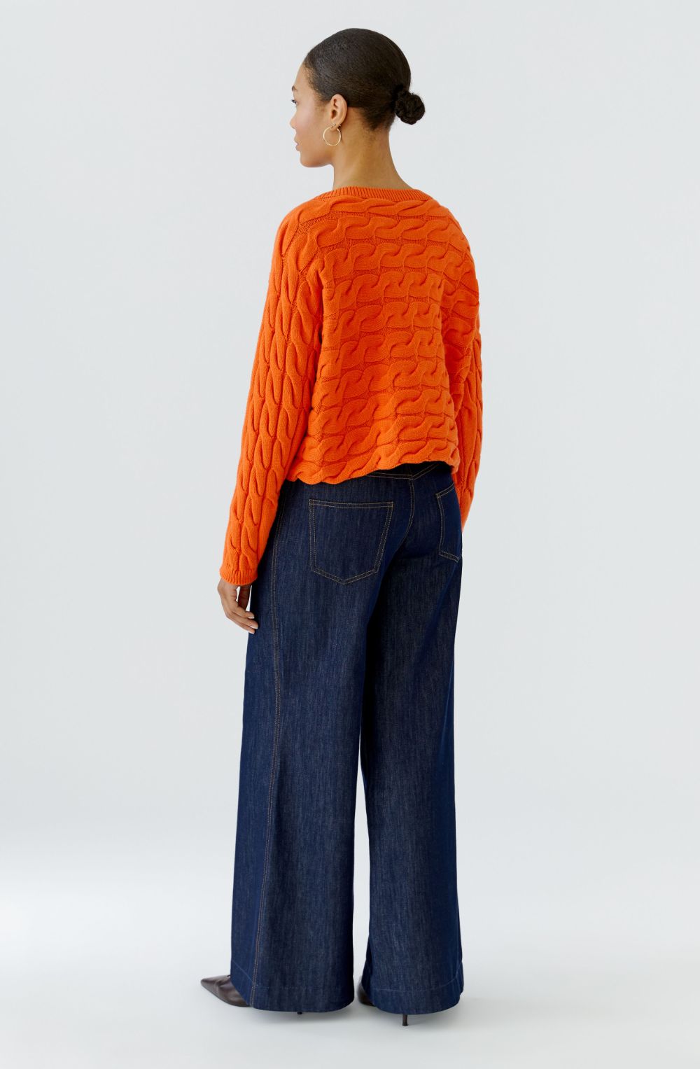 Orange Cable Knit Boxy Jumper