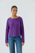 Purple Cable Knit Boxy Jumper