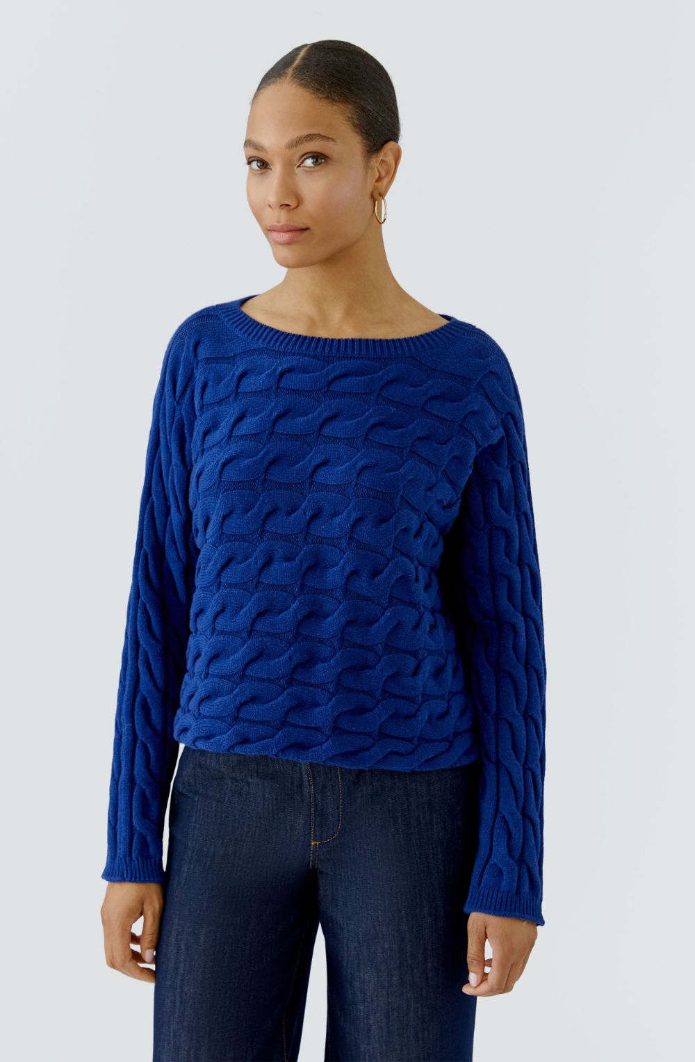 Royal Blue Cable Knit Boxy Jumper